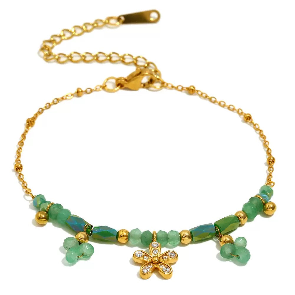 Bracelet Fleur aux Nuances Vertes BGN157