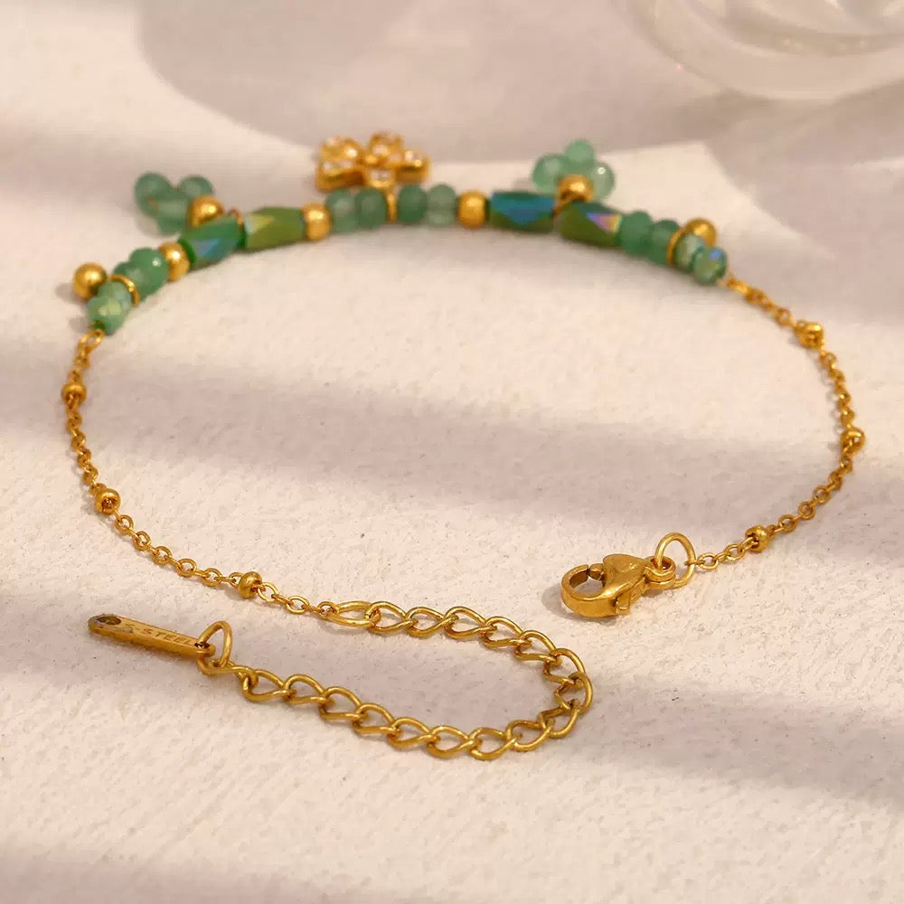 Bracelet Fleur aux Nuances Vertes BGN157