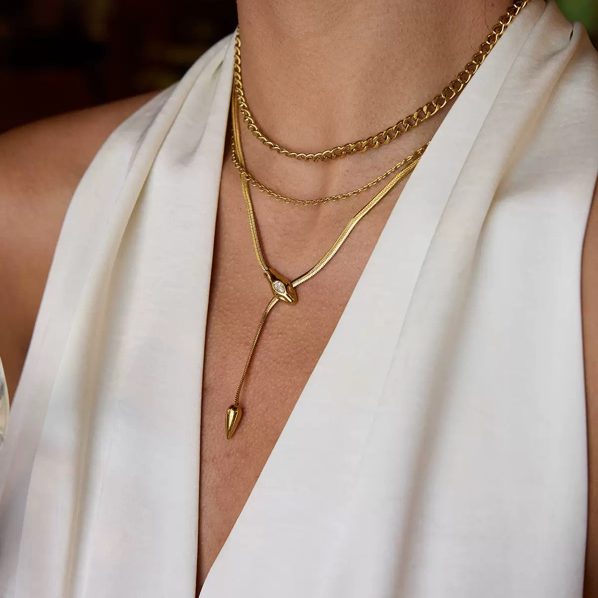 Collier de luxe plaqué or CGN155
