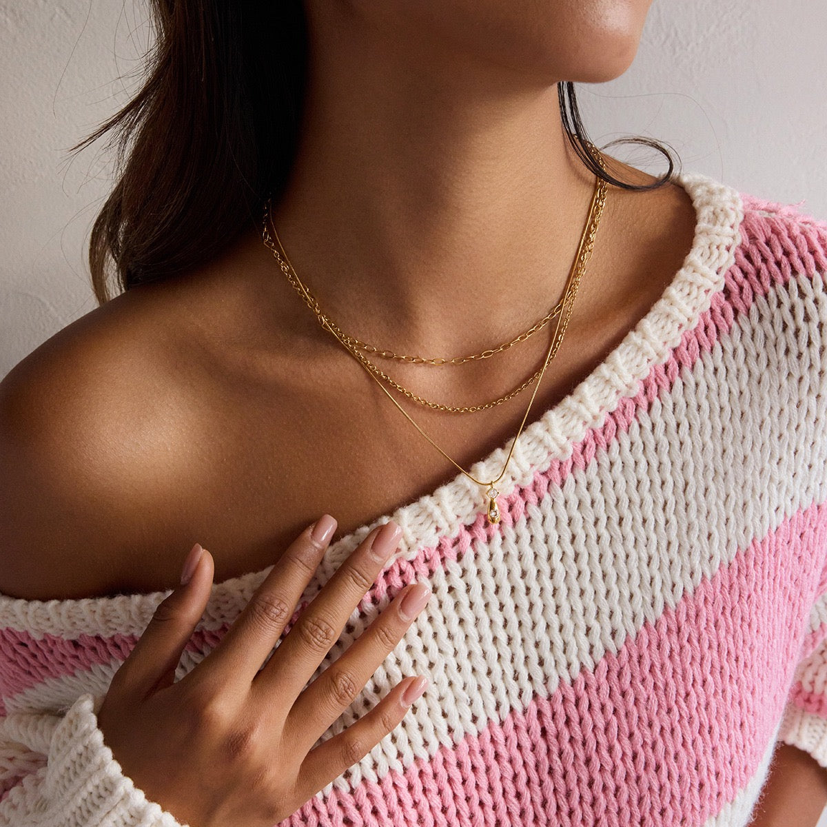 Collier de luxe plaqué or CGN177