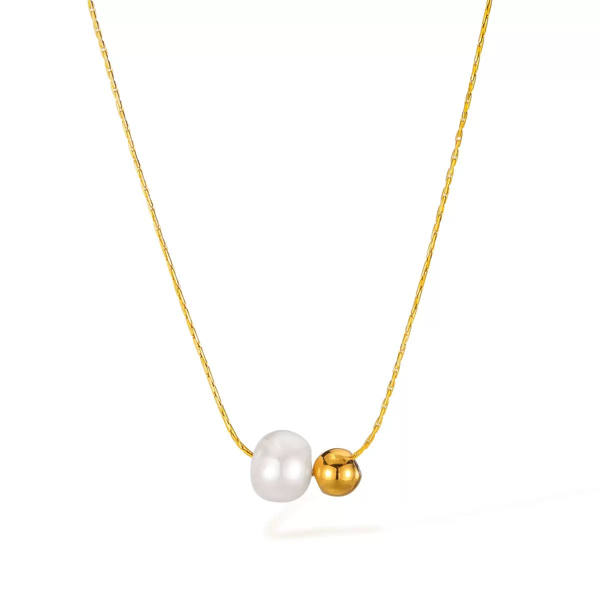 Collier Duo Perle Dorée CGN187