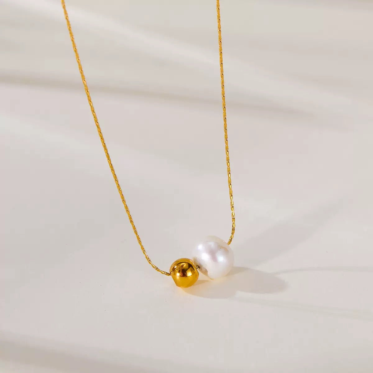 Collier Duo Perle Dorée CGN187