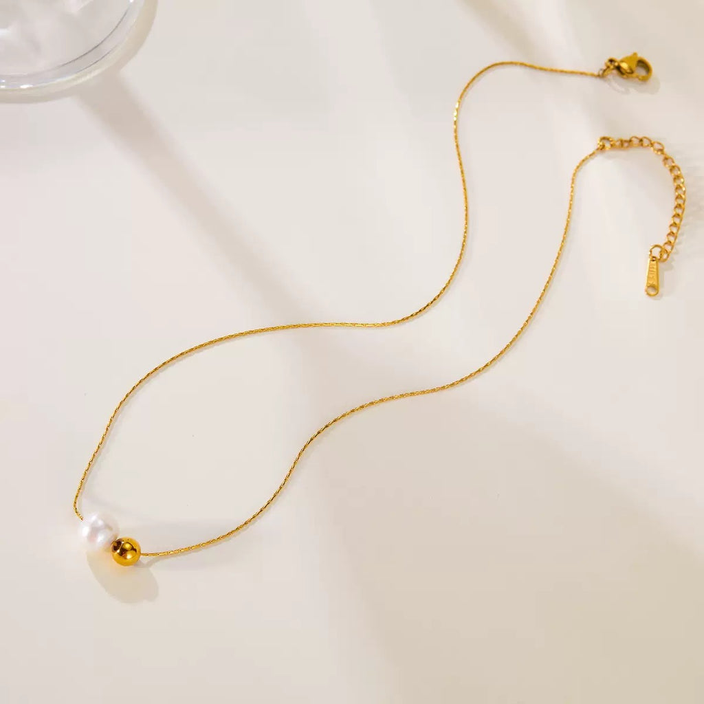 Collier Duo Perle Dorée CGN187