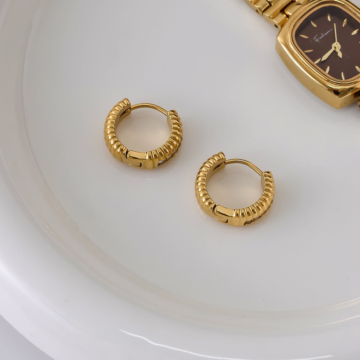 Boucles d'Oreilles de luxe plaqué or OGN087