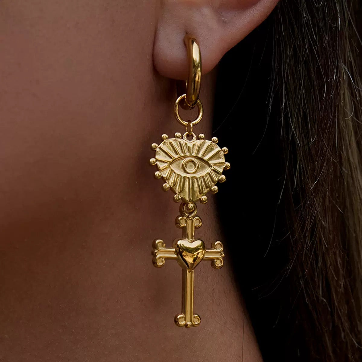 Boucles d'Oreilles de luxe plaqué or OGN094