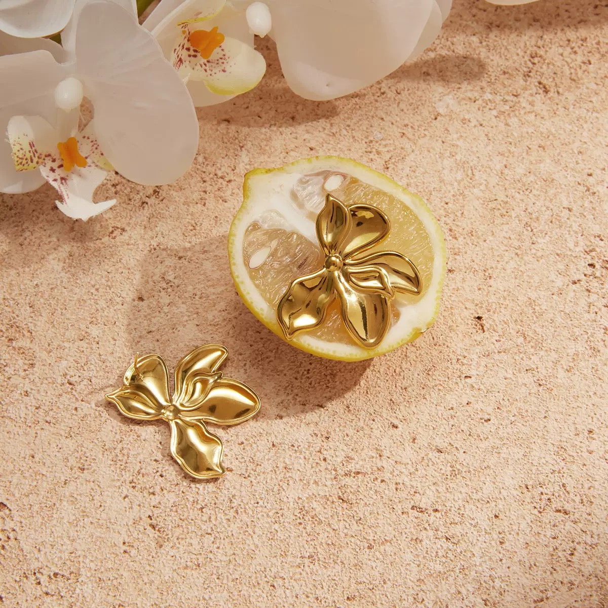 Boucles d'Oreilles de luxe plaqué or OGN098