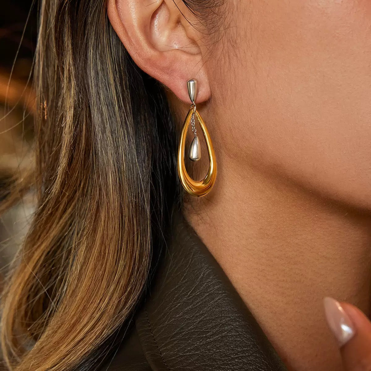 Boucles d'Oreilles de luxe plaqué or OGN132