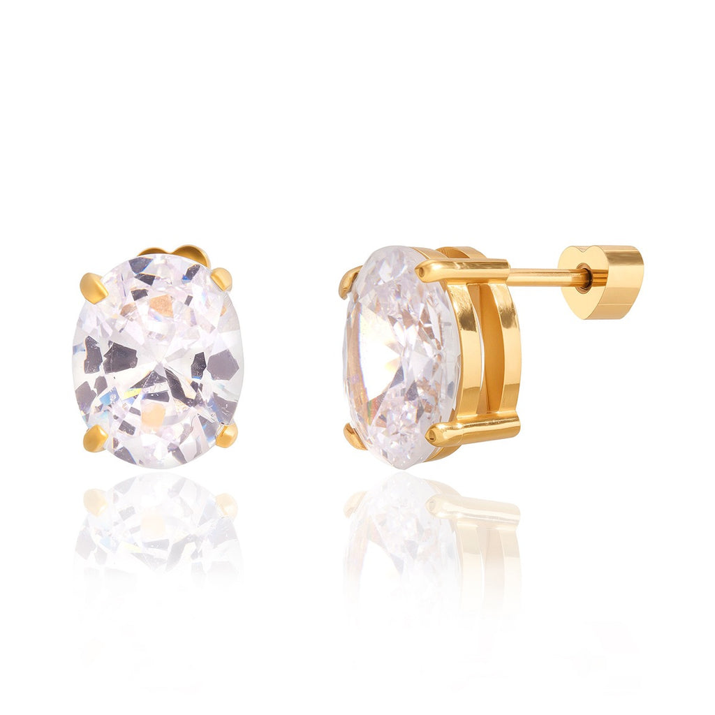 Boucles d'Oreilles Clous Ovales Brillants OGN134-2