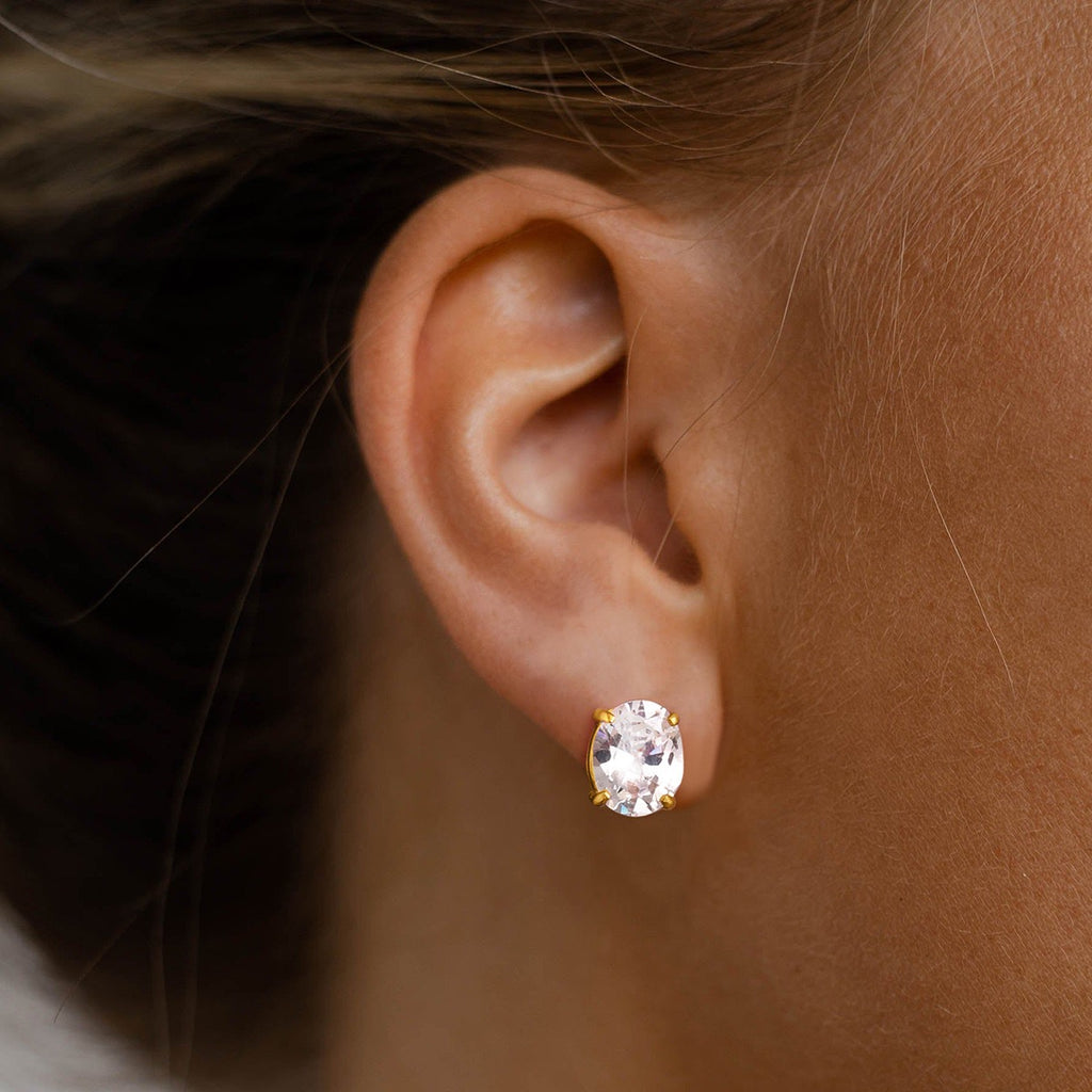 Boucles d'Oreilles Clous Ovales Brillants OGN134-2