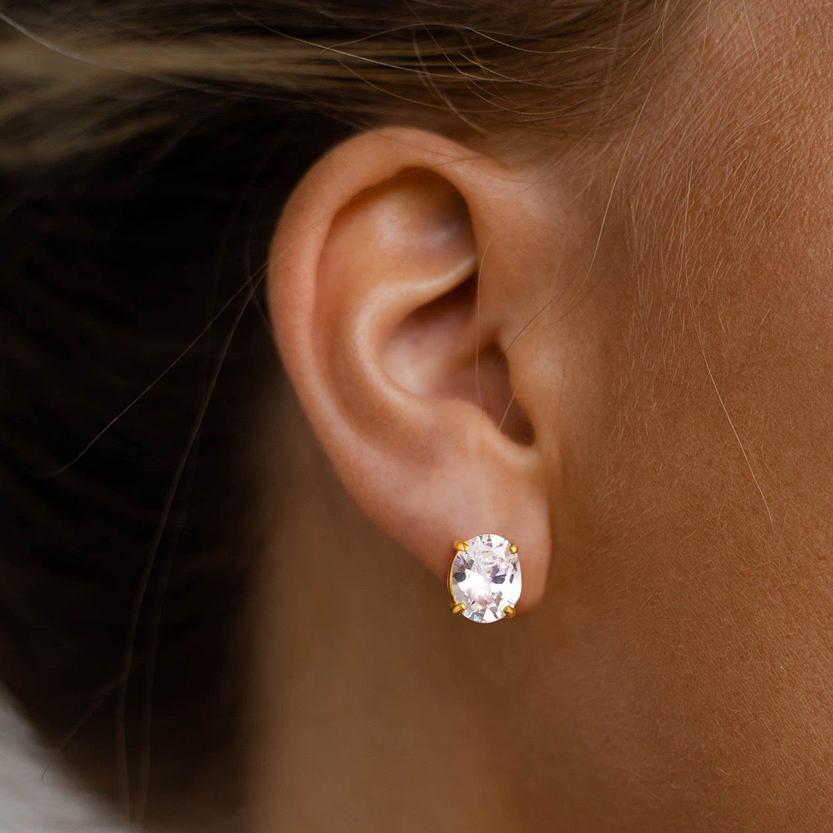 Boucles d'Oreilles Clous Ovales Brillants OGN134-2