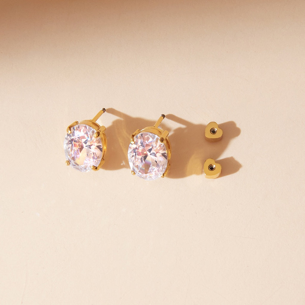 Boucles d'Oreilles Clous Ovales Brillants OGN134-2