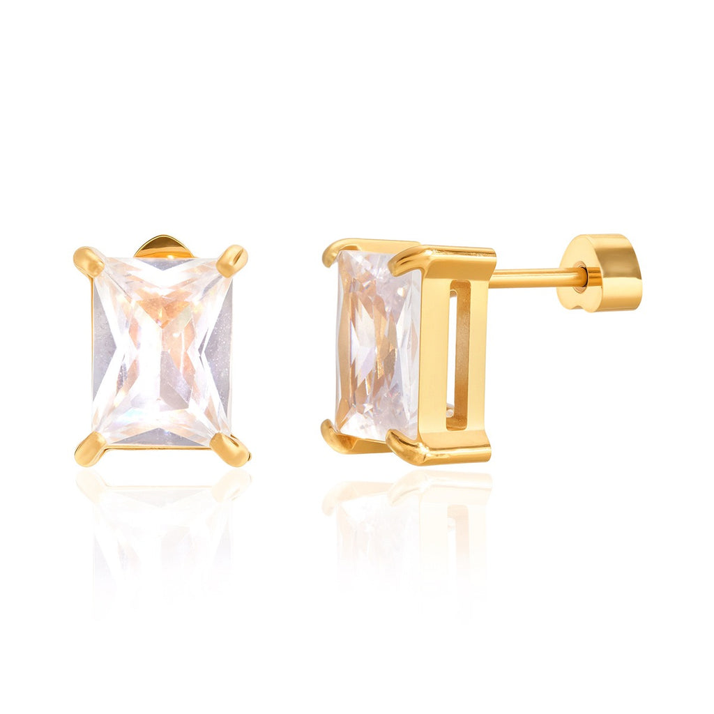 Boucles d'Oreilles Clous Carrés Brillants OGN134-4