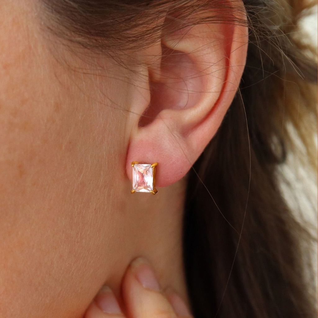 Boucles d'Oreilles Clous Carrés Brillants OGN134-4