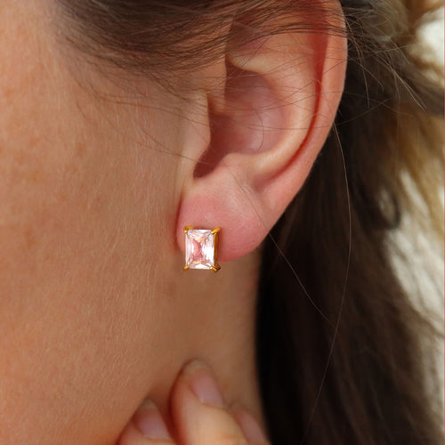 Boucles d'Oreilles Clous Carrés Brillants OGN134-4