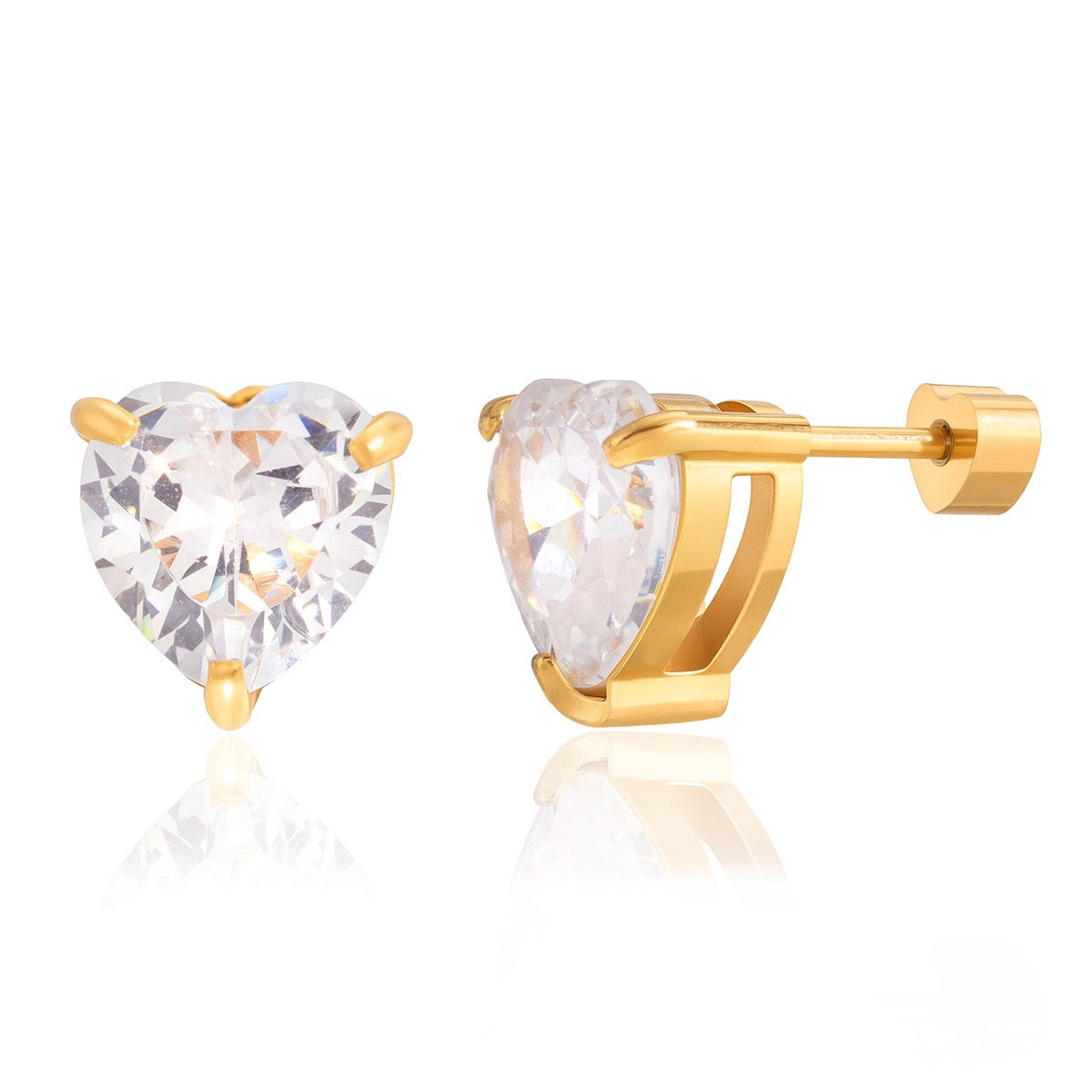 Boucles d'Oreilles Clous Cœur Brillants OGN134-5