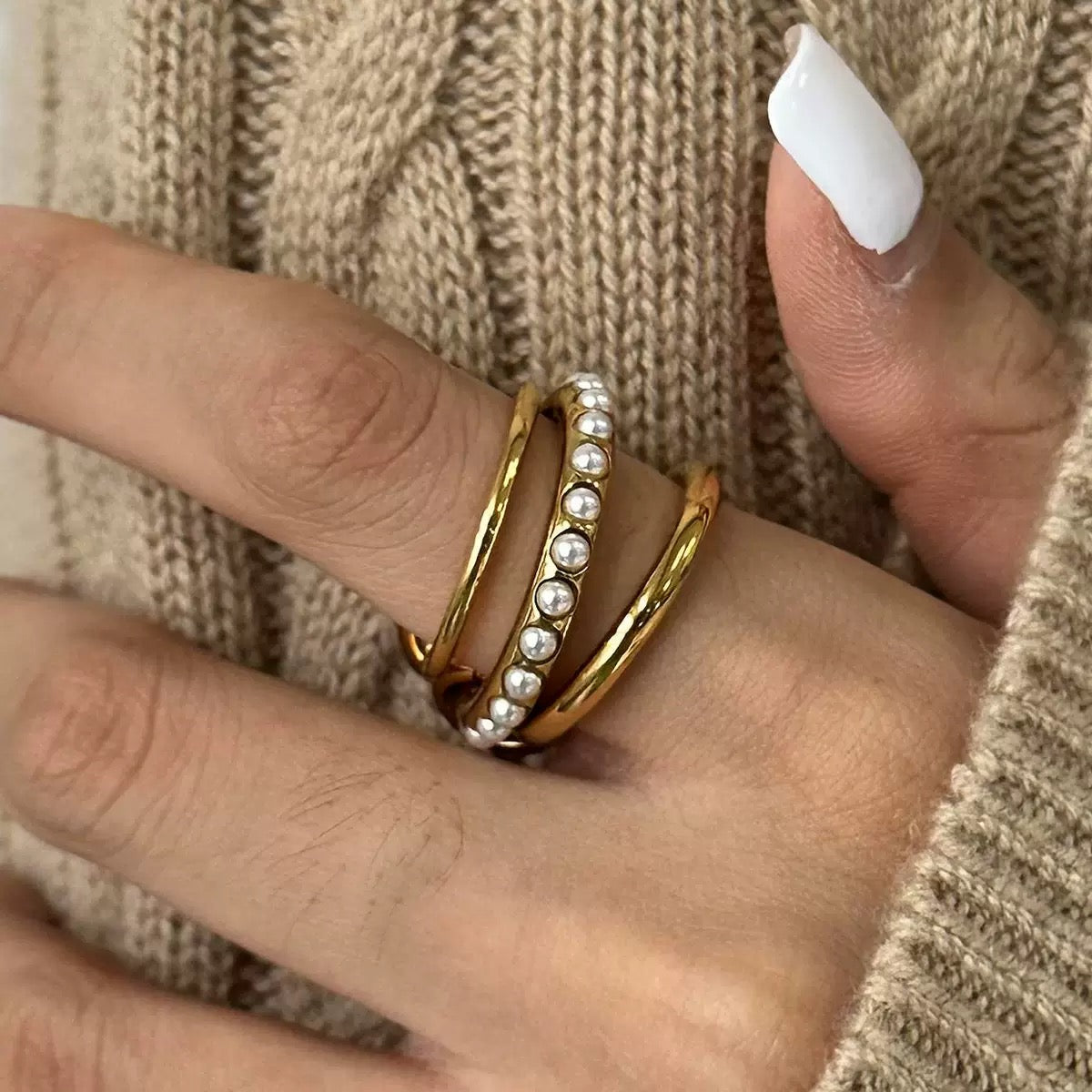 Bague de luxe plaqué or RGN079-2