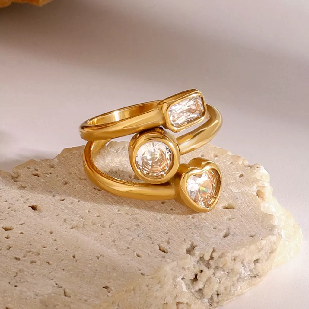 Bague de luxe plaqué or RGN087