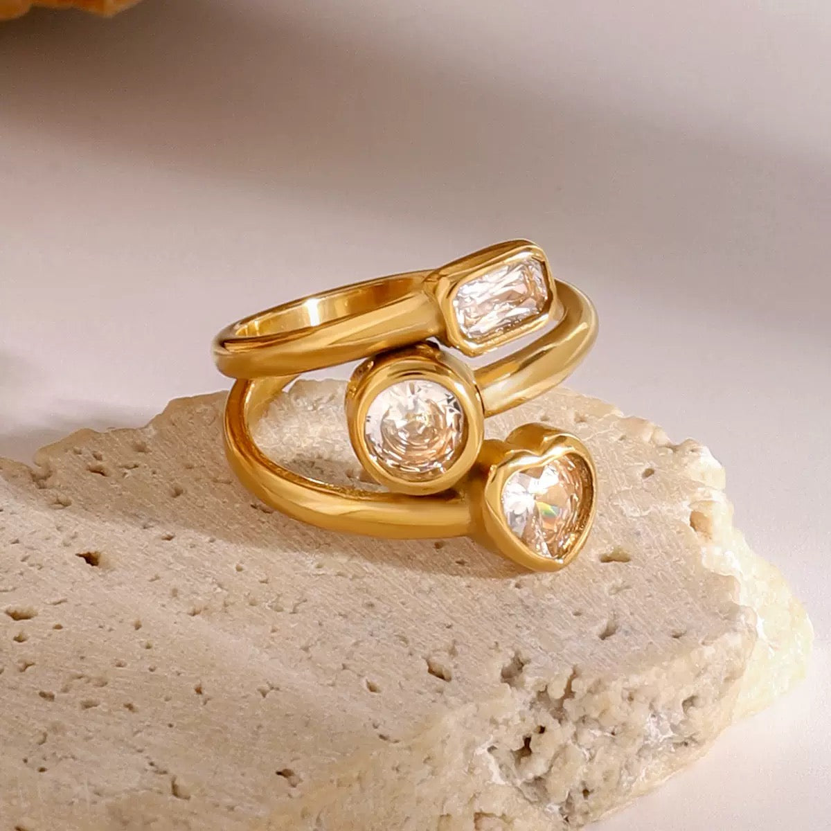 Bague de luxe plaqué or RGN087
