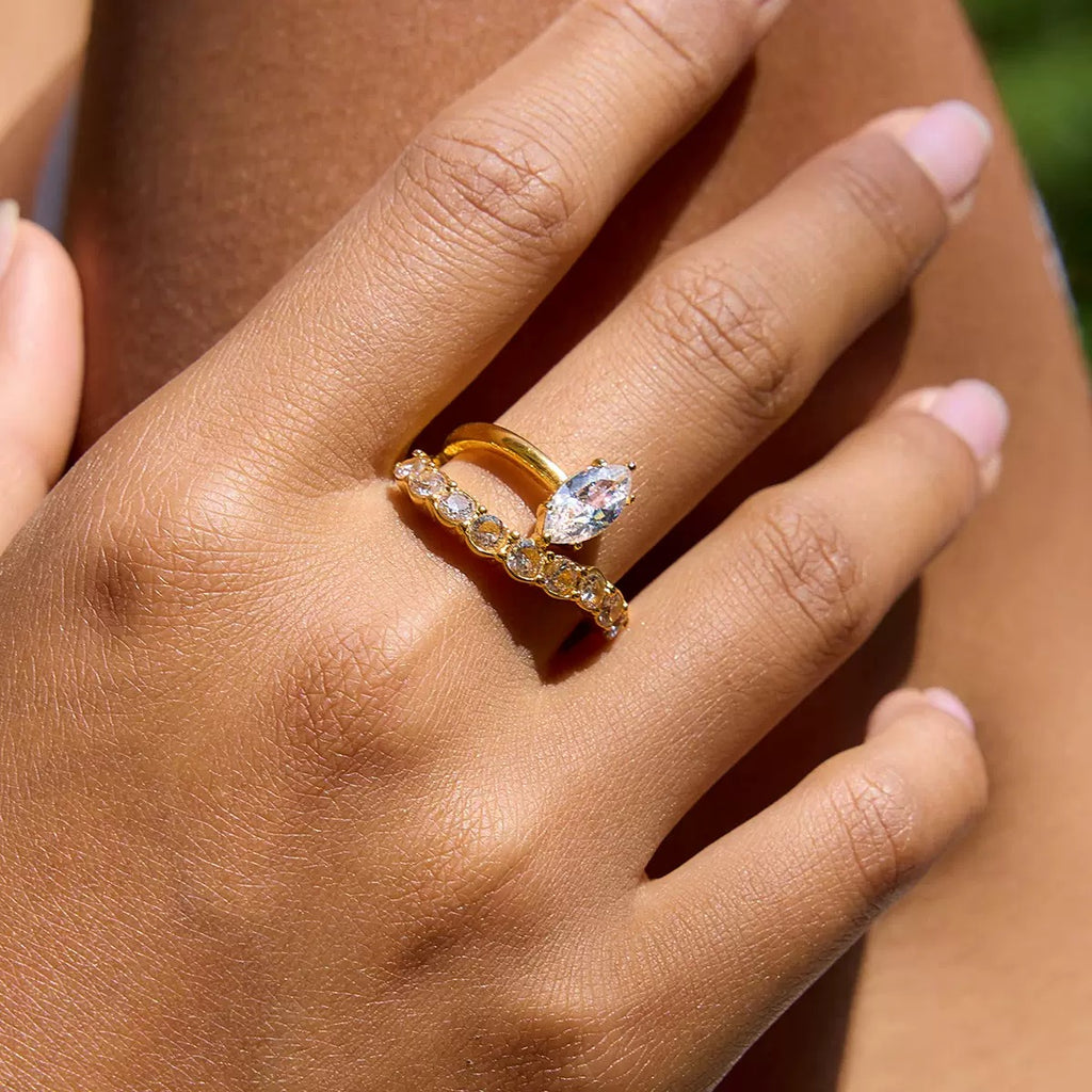 Bague de luxe plaqué or RGN088