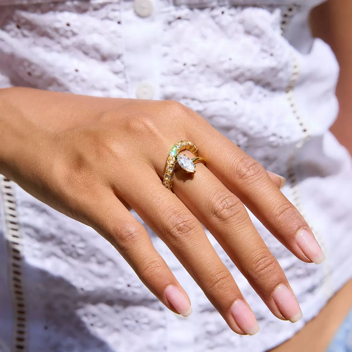 Bague de luxe plaqué or RGN088