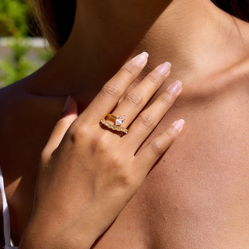 Bague de luxe plaqué or RGN088