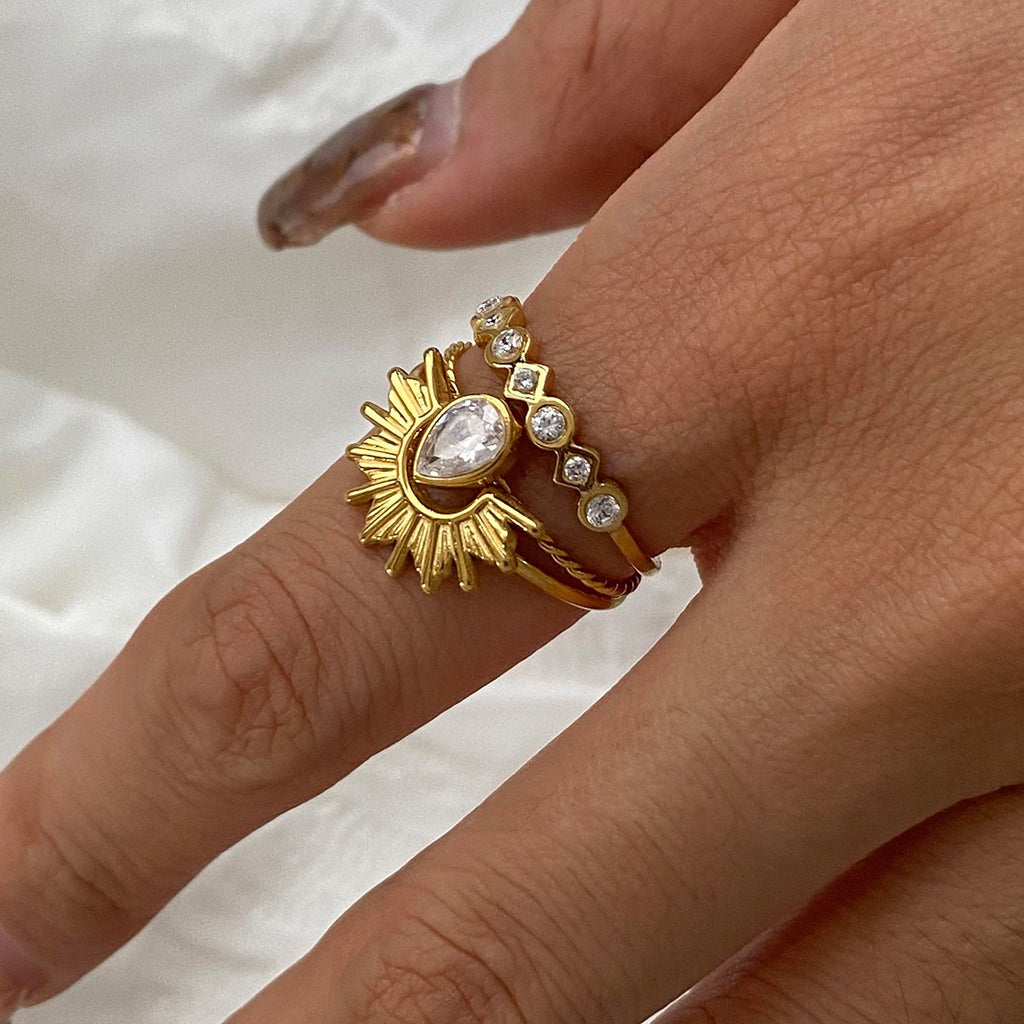 Bague de luxe plaqué or RGN091
