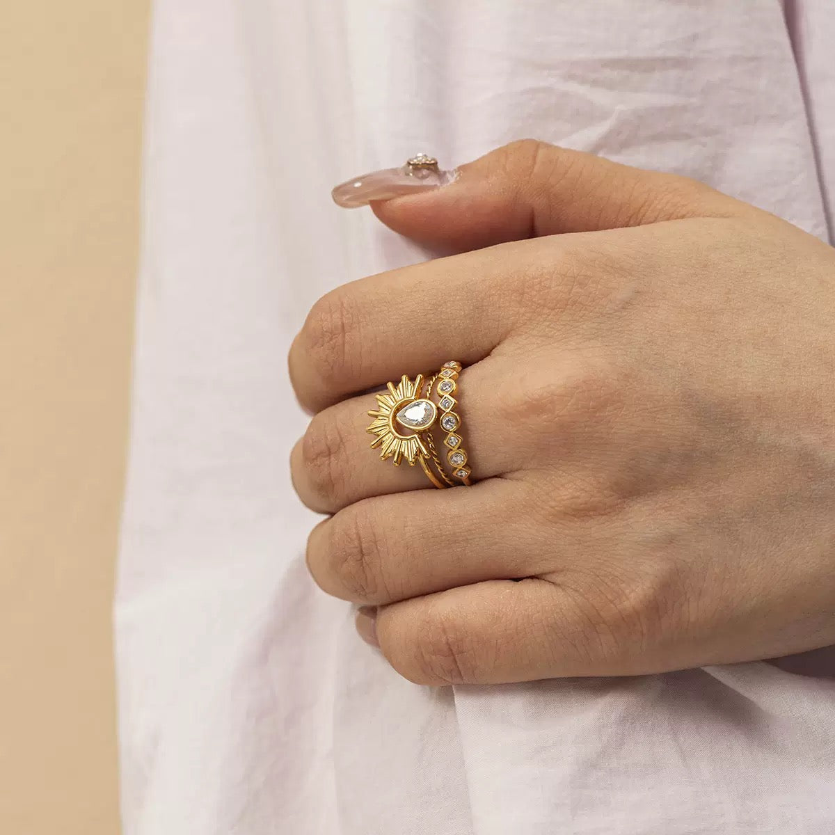Bague de luxe plaqué or RGN091