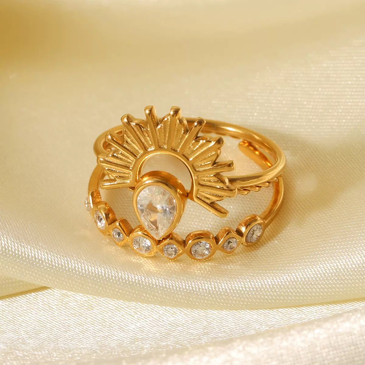 Bague de luxe plaqué or RGN091