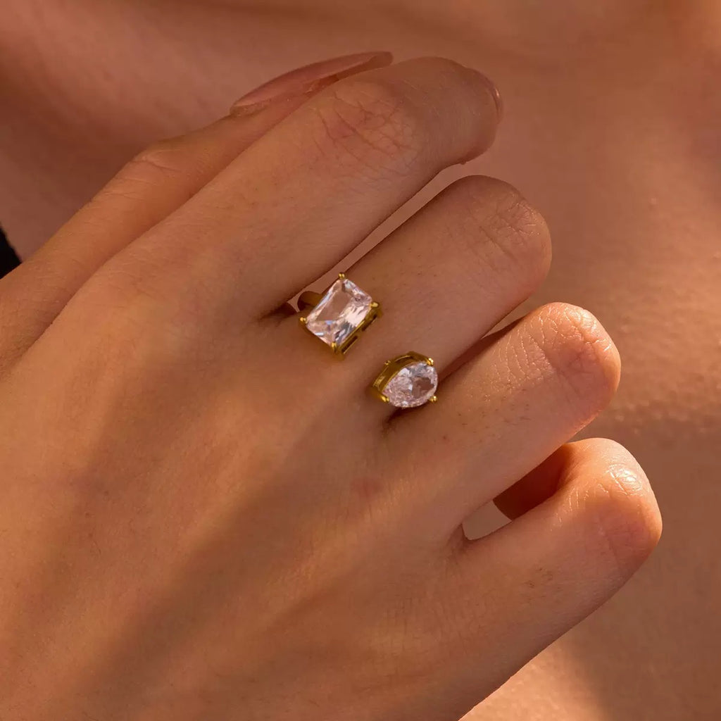 Bague Ouverte Éclat Duo Poire RGN093-1