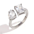 Bague Ouverte Éclat Duo Poire Argentée RGN093-2